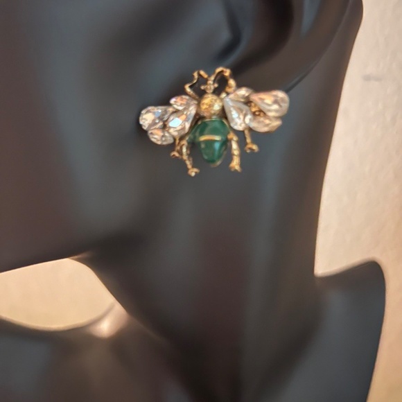 Honey BEE SHAPE EARRING , GREEN - Picture 5 of 11